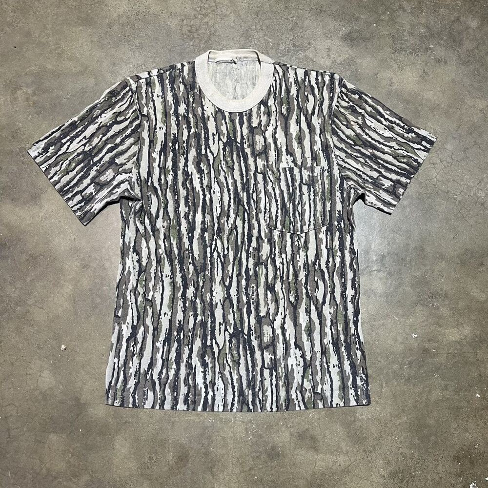 Vintage 80s Treebark Camo Blank Pocket T-Shirt